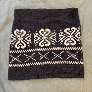 Everest Designs Wool Skirt Handmade Nepal Nordic Heart Fair Isle Knit Mini M